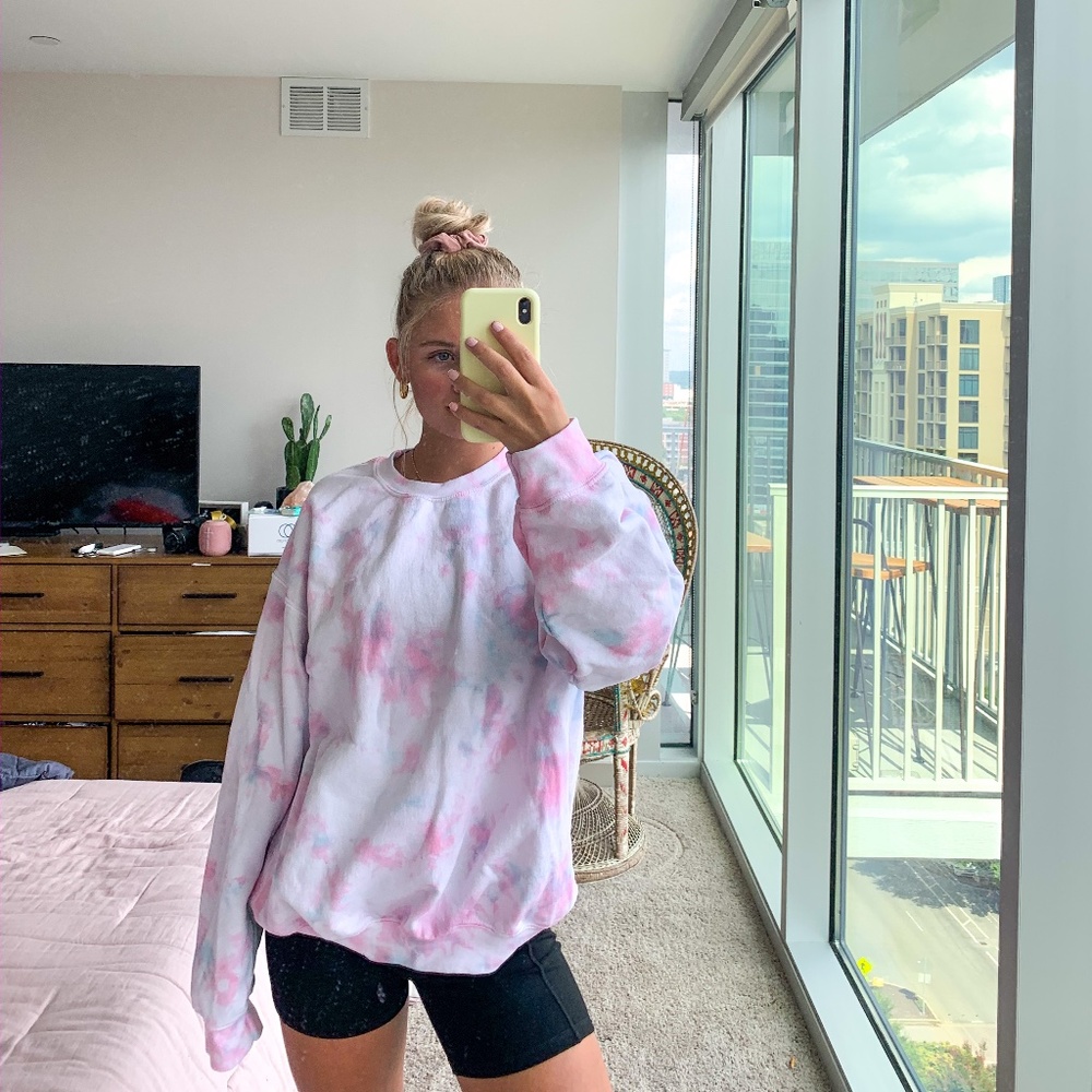 cotton candy hand-dyed crew neck sweatshirt